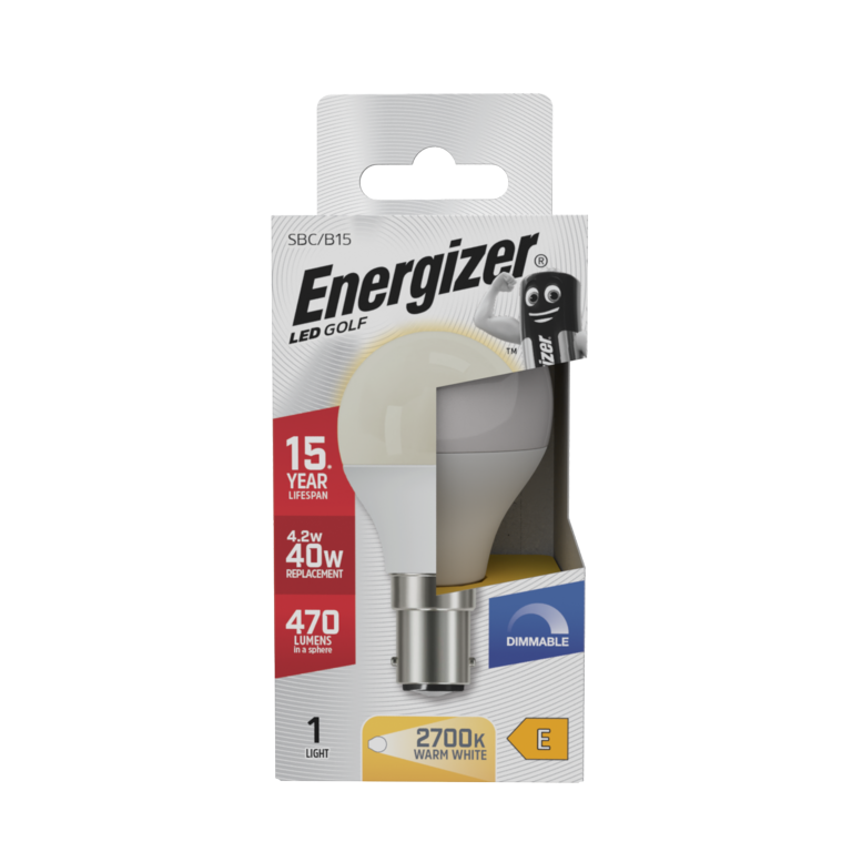 Energizer LED Golf 470lm Opal B15 Dimmable 4.2w