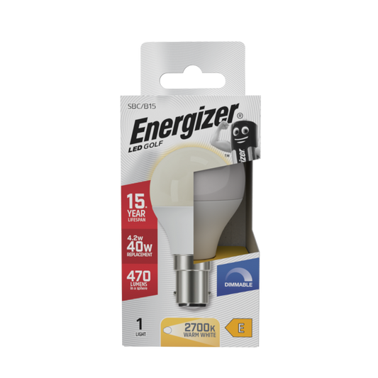 Energizer LED Golf 470lm Opal B15 Dimmable 4.2w