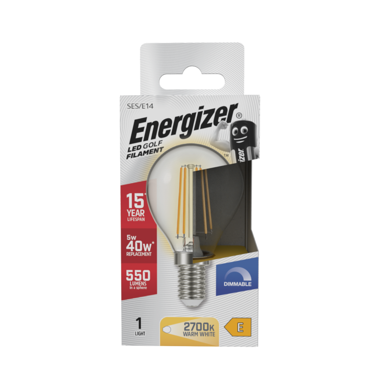 Energizer Filament LED Golf E14 Dimmable 5w 550lm 2700k
