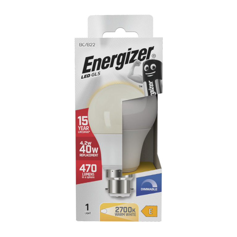 Energizer LED GLS B22 2700k Dimmable 470lm