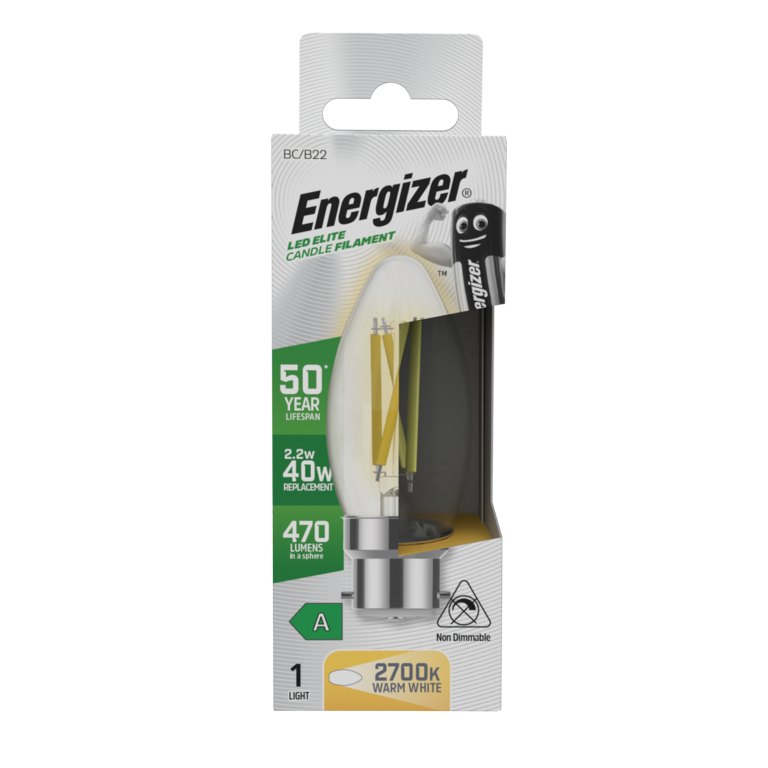 Energizer B22 A Rated Candle 2700k 2.2w