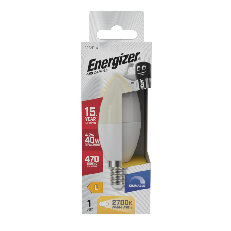 Energizer LED Candle 470lm Opal E14 Dimmable 4.2w