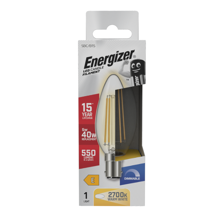 Energizer Filament LED Candle B15 Dimmable 5w 550lm
