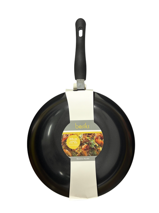 Basiks Carbon Steel Wok With Bakelite Handle 30cm
