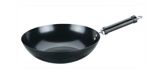 Basiks Carbon Steel Wok + Wood Handle 30cm