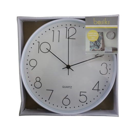 Basiks 30cm Quartz Wall Clock Silver