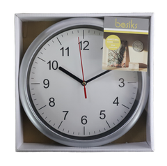 Basiks 23cm Quartz Wall Clock Silver