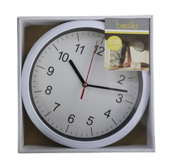 Basiks 23cm Quartz Wall Clock Silver