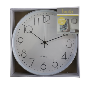 Basiks 30cm Quartz Wall Clock Silver