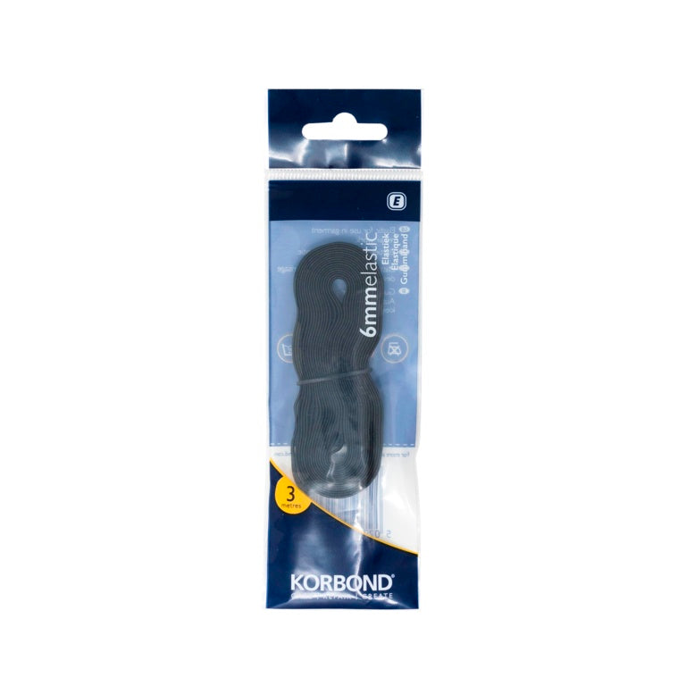 Korbond Elastic Black 6mm 3m