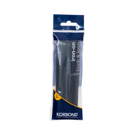 Korbond Hook & Loop Iron On Black 2cm x 50cm