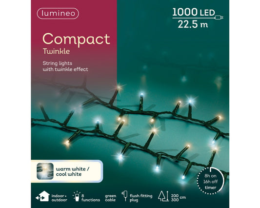Kaemingk LED Compact Twinkle Green, Warm White & Cool White 1000 LED