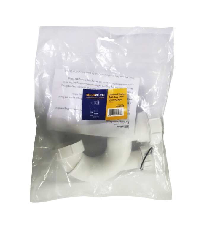Securplumb Shallow Bath Trap With Cleaning Eye 40mm