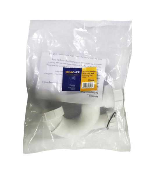 Securplumb Shallow Bath Trap With Cleaning Eye 40mm