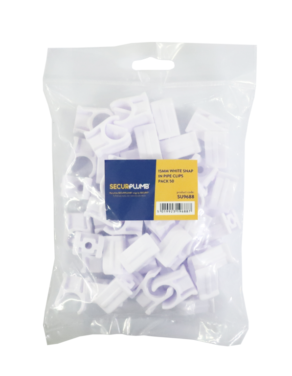 Securplumb 15mm Snap In Pipe Clips Pack 50