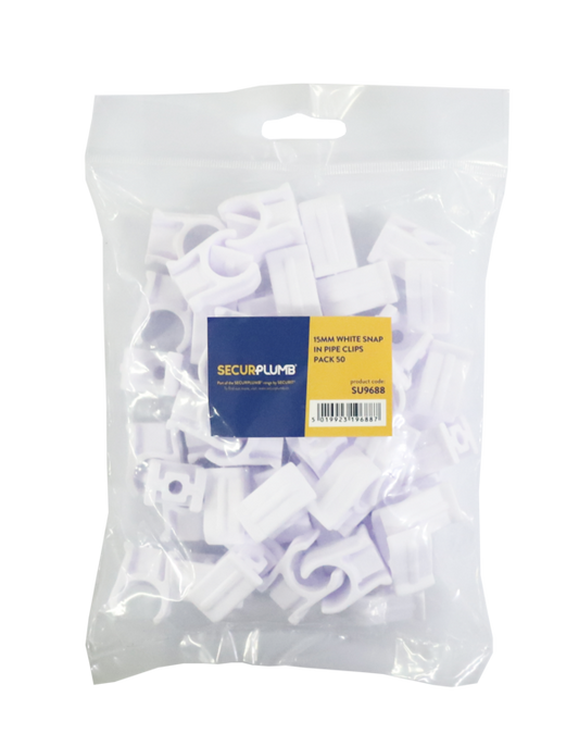 Securplumb 15mm Snap In Pipe Clips Pack 50