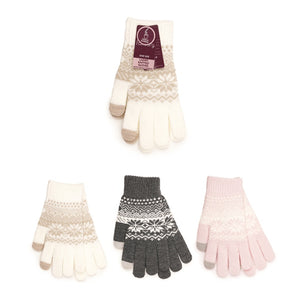 RJM Ladies Touch Screen Brushed Gloves Fairisle Knitting