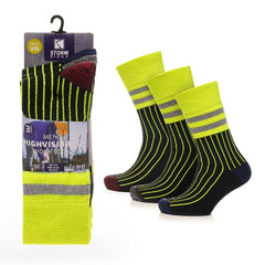 RJM Mens Neon Work Socks 3 Pack