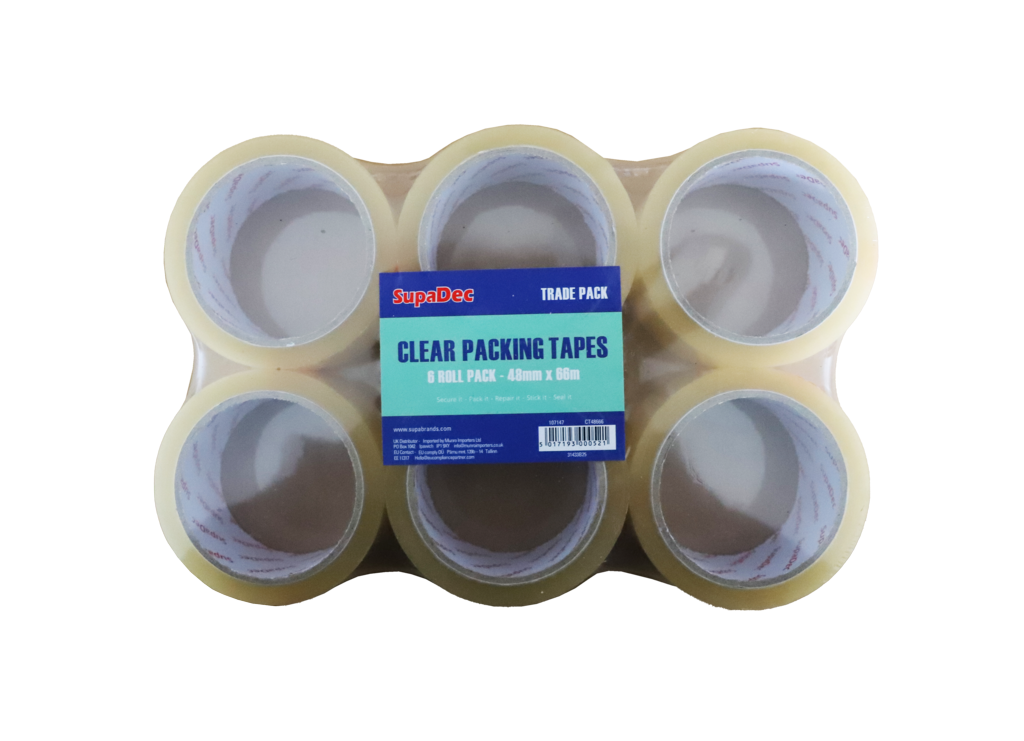 SupaDec Clear Tape 48mm x 66m Pack 6