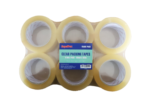 SupaDec Clear Tape 48mm x 66m Pack 6