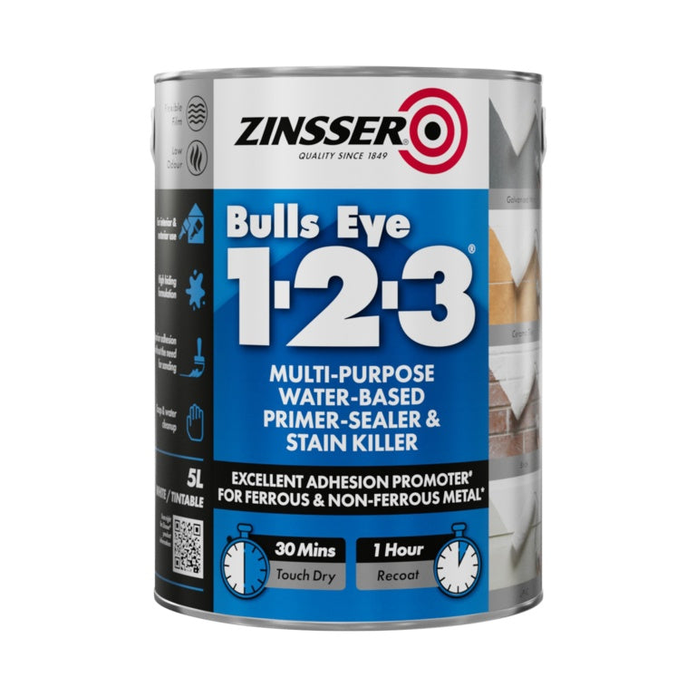 Zinsser Bullseye 1-2-3 Water Based Primer Stain Killer 5L