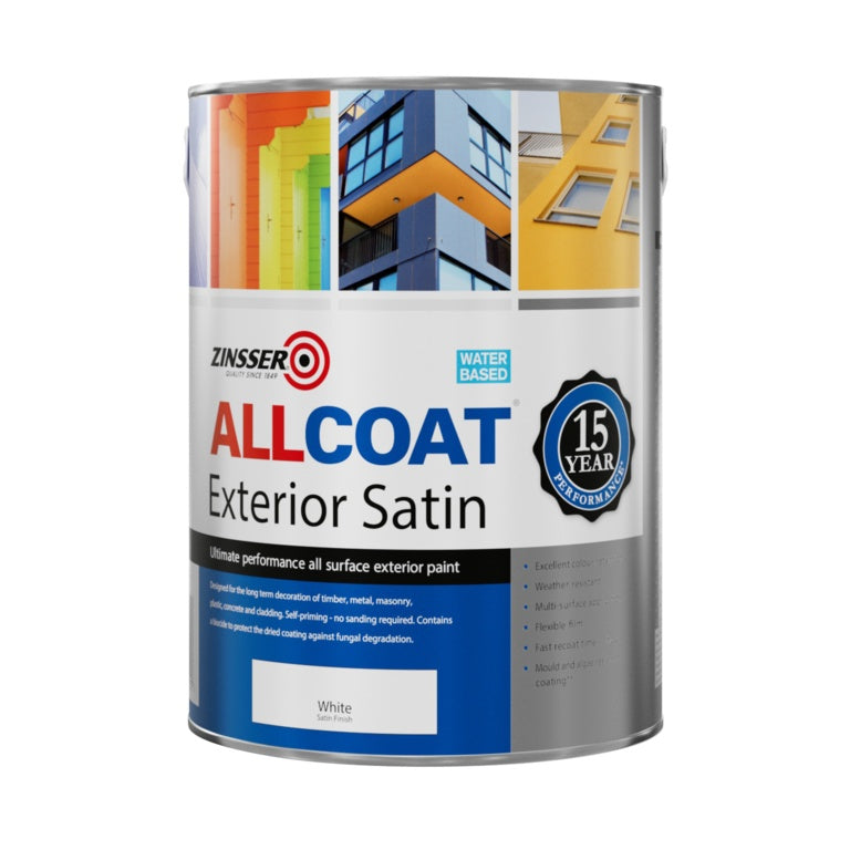 Zinsser Allcoat Exterior Water Based Satin White 2.5L