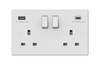 Securlec Switched Socket With USB A + C Double Pole Square Edge