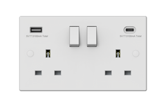 Securlec Switched Socket With USB A + C Double Pole Square Edge