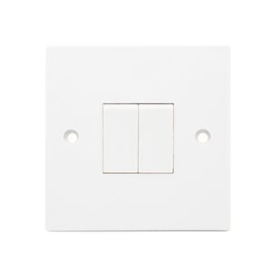 Securlec Square 2 Gang 2 Way Light Switch Square Edge