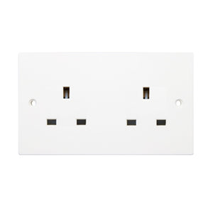Securlec 2 Gang Unswitched Socket Square Edge