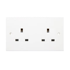 Securlec 2 Gang Unswitched Socket Square Edge