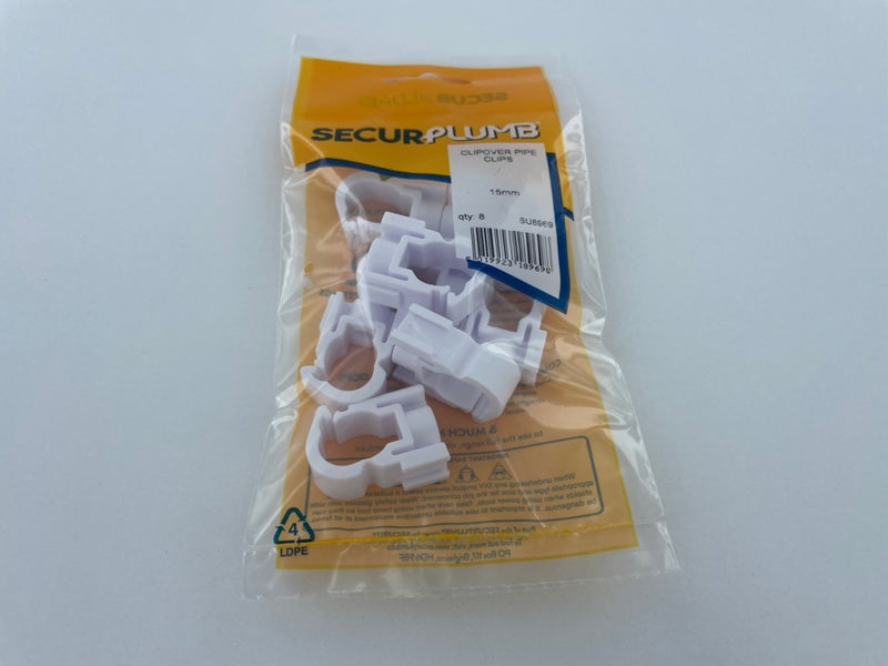 Securplumb Clipover Pipe Clips 15mm Pack 8