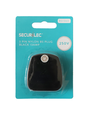 Securlec 3 Pin Nylon Plug Fused Black 13amp
