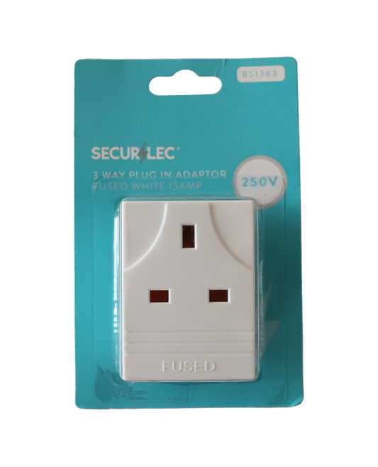 Securlec 3w Plug In Adapter Fused White 13amp