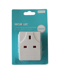 Securlec 3w Plug In Adapter Fused White 13amp