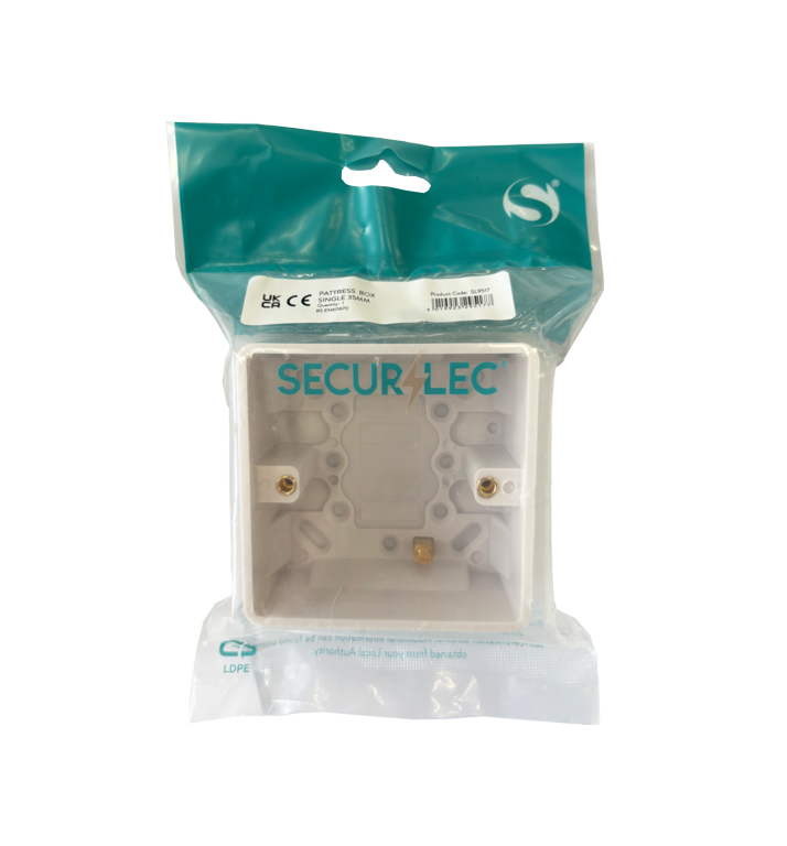 Securlec Single Pattress Box Bagged 35mm