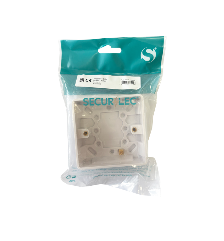 Securlec Surface Pattress Box 1g Bagged 25mm