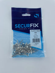 Securfix Stainless Steel Plastic Headed Pin White 30mm 50 Pack