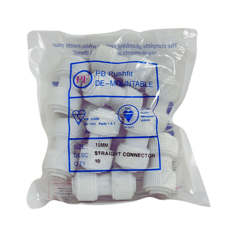 Whitespeed Push-Fit Straight Connector 15mm Pack 10