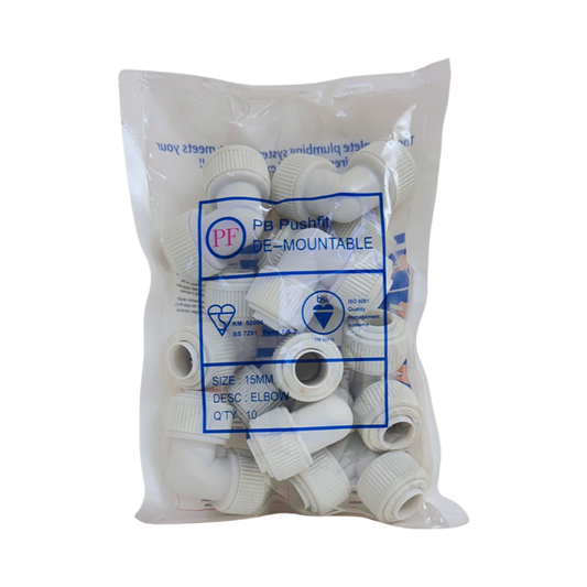 Whitespeed Push-Fit Elbow 15mm Pack 10