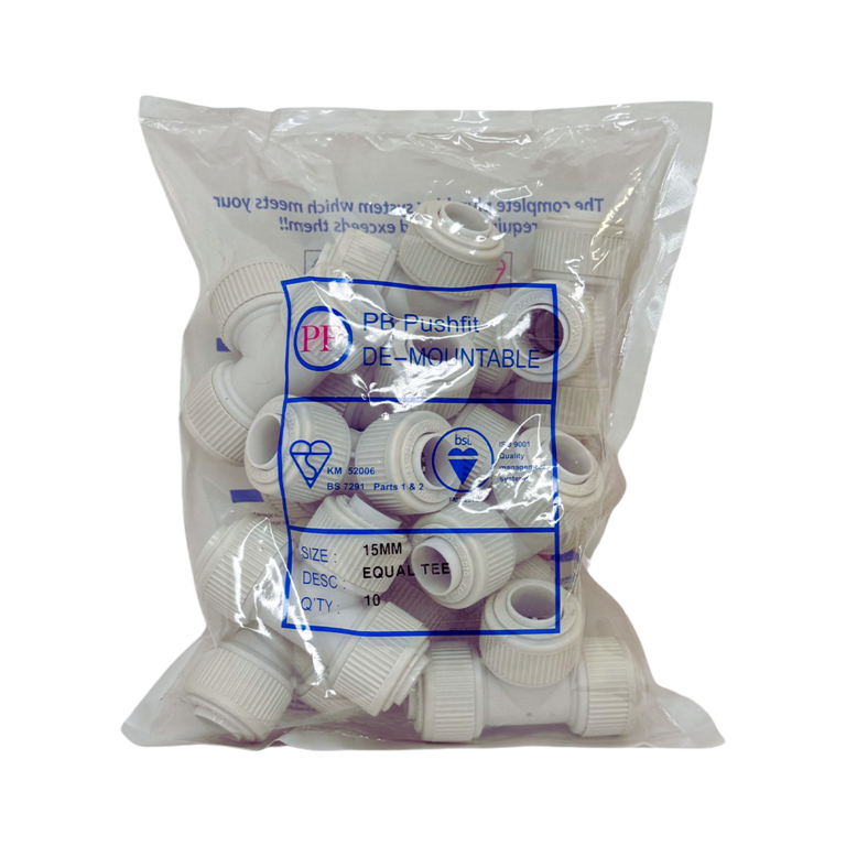 Whitespeed Push-Fit Equal Tee 15mm Pack 10