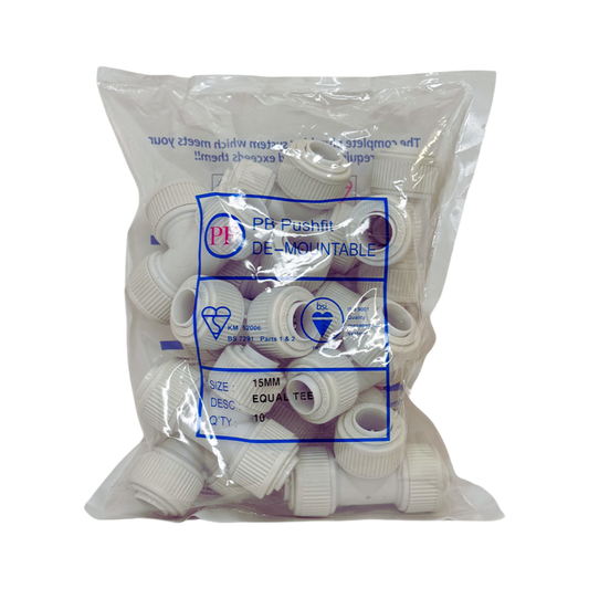 Whitespeed Push-Fit Equal Tee 15mm Pack 10