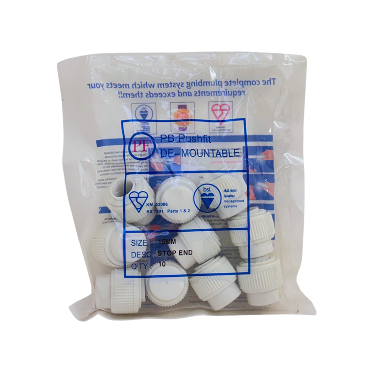 Whitespeed Push-Fit Stop End 15mm Pack 10
