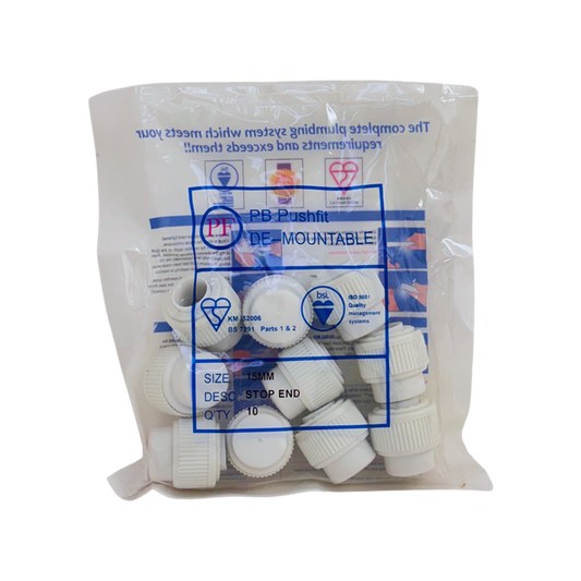 Whitespeed Push-Fit Stop End 15mm Pack 10