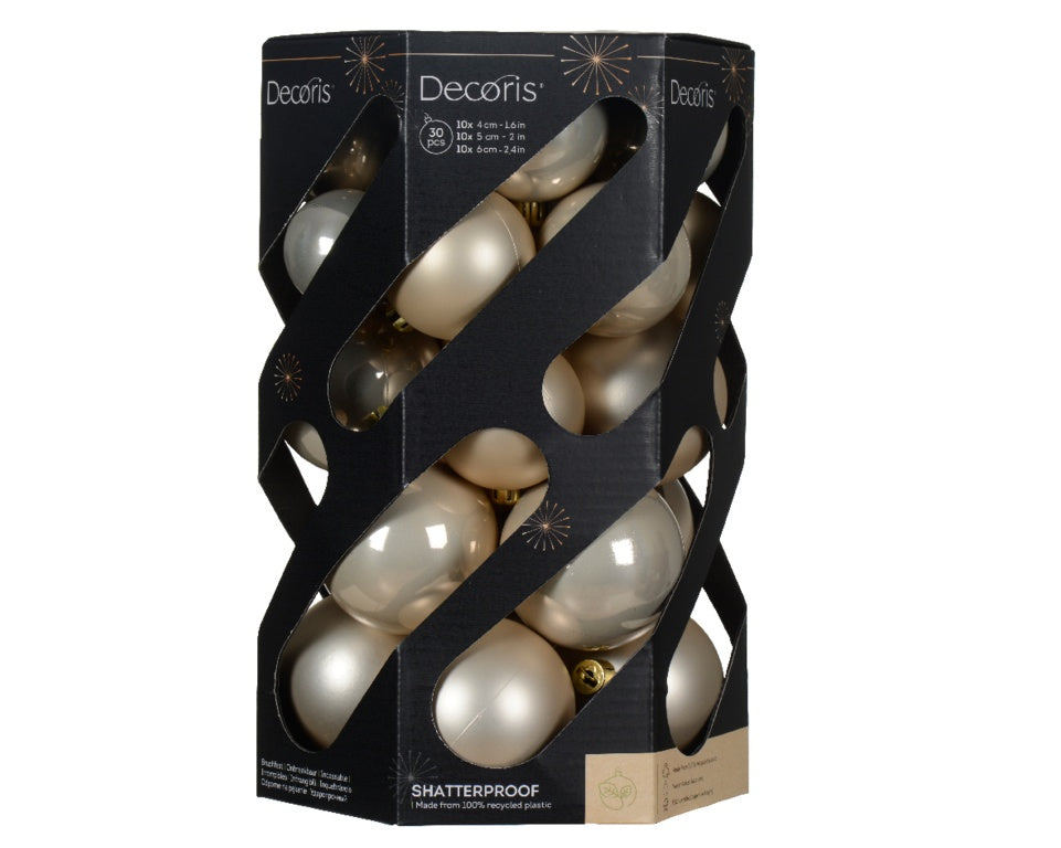 Kaemingk Baubles Polystyrene Pearl Pack 30 Assorted Sizes