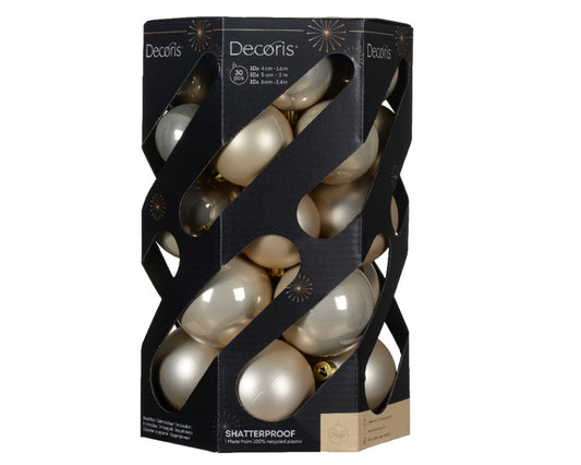 Kaemingk Baubles Polystyrene Pearl Pack 30 Assorted Sizes
