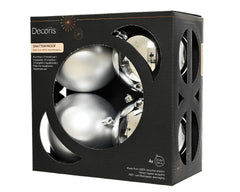 Kaemingk Baubles Polystyrene Silver 10cm Assorted Pack 4