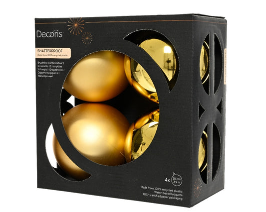 Kaemingk Baubles Polystyrene Gold Pack 4 10cm Assorted
