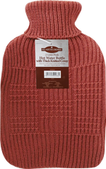 Hearth & Home Hot Water Bottle With Thick Knitted Cover 2L Green