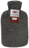 Hearth & Home Hot Water Bottle With Sherpa Style Cover 2L Grey